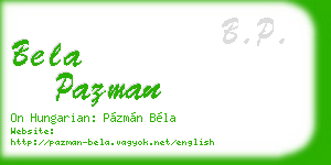 bela pazman business card