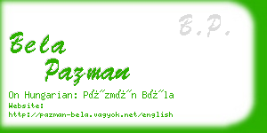 bela pazman business card